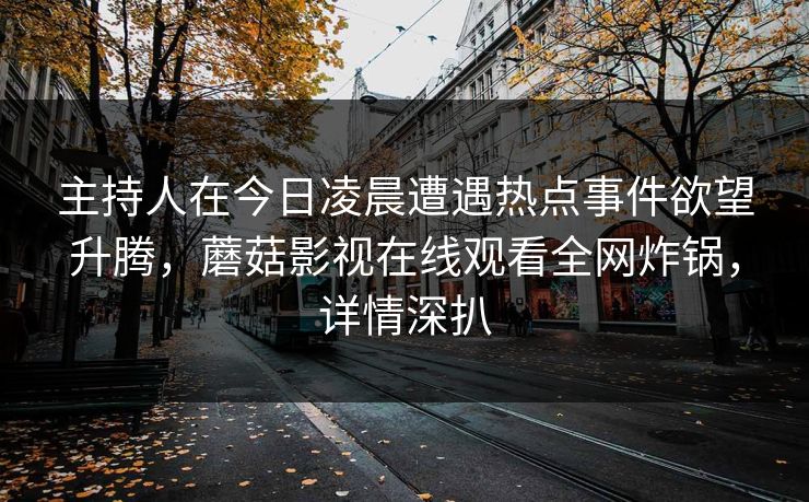 主持人在今日凌晨遭遇热点事件欲望升腾，蘑菇影视在线观看全网炸锅，详情深扒