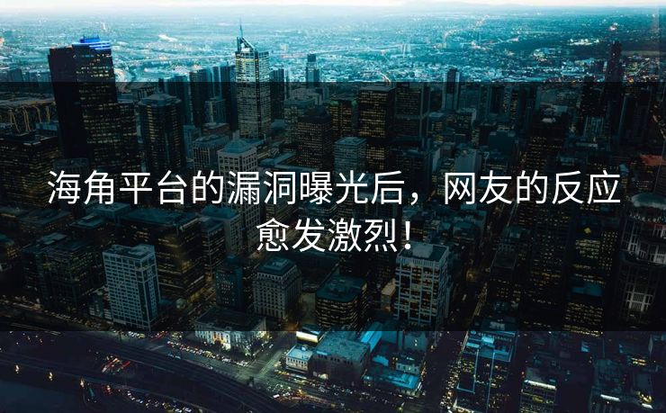 海角平台的漏洞曝光后，网友的反应愈发激烈！