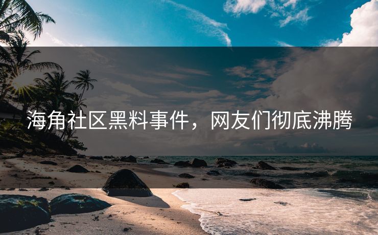 海角社区黑料事件，网友们彻底沸腾