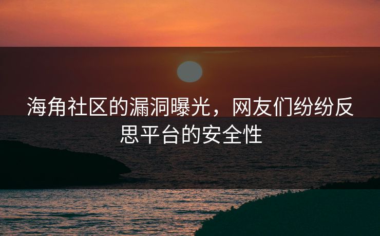 海角社区的漏洞曝光，网友们纷纷反思平台的安全性