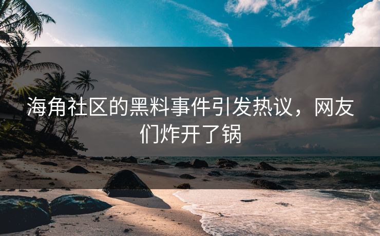 海角社区的黑料事件引发热议，网友们炸开了锅