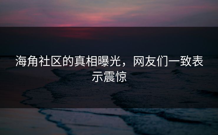 海角社区的真相曝光，网友们一致表示震惊