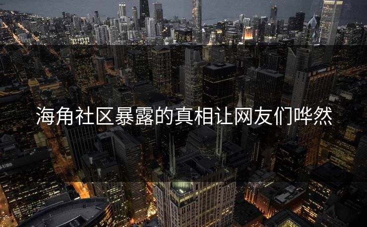 海角社区暴露的真相让网友们哗然
