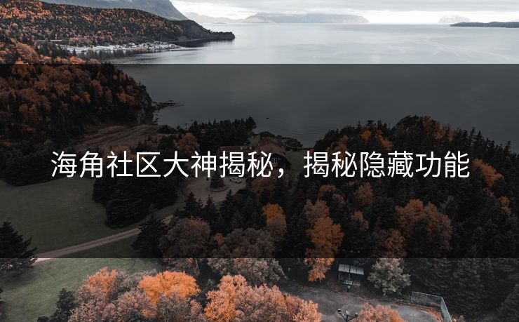 海角社区大神揭秘，揭秘隐藏功能