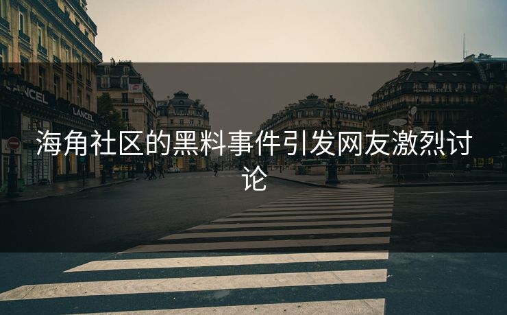 海角社区的黑料事件引发网友激烈讨论