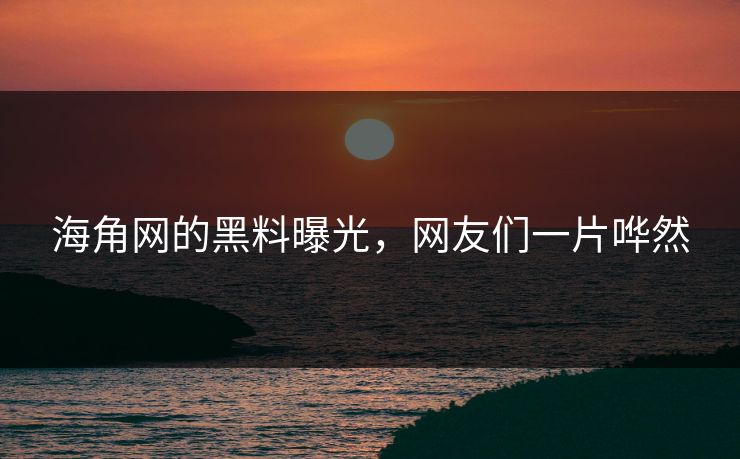 海角网的黑料曝光，网友们一片哗然