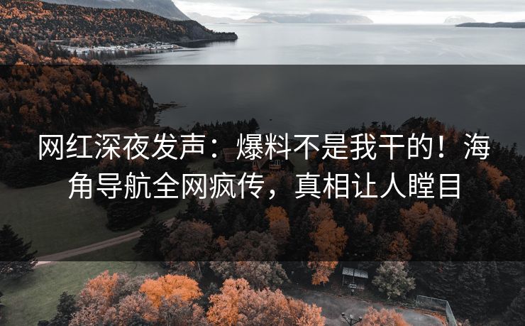 网红深夜发声：爆料不是我干的！海角导航全网疯传，真相让人瞠目
