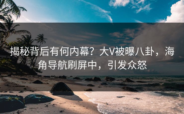 揭秘背后有何内幕？大V被曝八卦，海角导航刷屏中，引发众怒