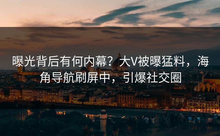 曝光背后有何内幕？大V被曝猛料，海角导航刷屏中，引爆社交圈