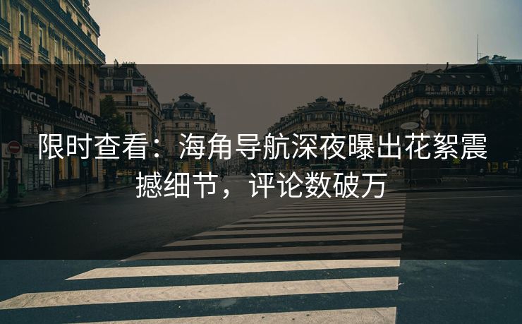 限时查看：海角导航深夜曝出花絮震撼细节，评论数破万