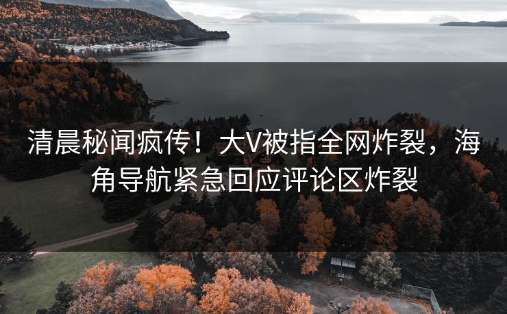 清晨秘闻疯传！大V被指全网炸裂，海角导航紧急回应评论区炸裂
