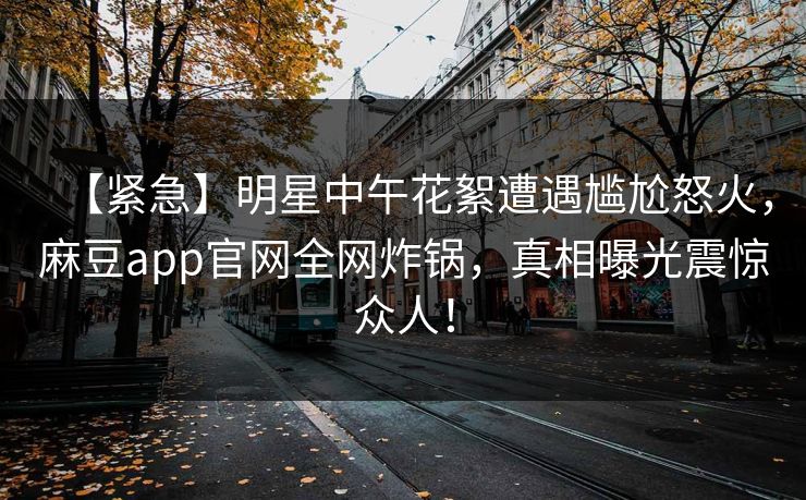 【紧急】明星中午花絮遭遇尴尬怒火，麻豆app官网全网炸锅，真相曝光震惊众人！