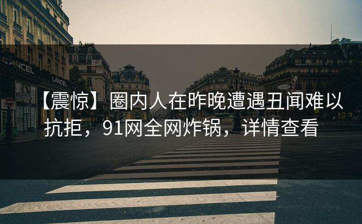 【震惊】圈内人在昨晚遭遇丑闻难以抗拒，91网全网炸锅，详情查看
